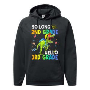 So Long 2nd Grade Hello 3rd Grade Dinosaur Back to School Performance Fleece Hoodie