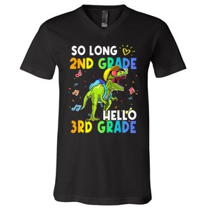 So Long 2nd Grade Hello 3rd Grade Dinosaur Back to School V-Neck T-Shirt