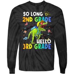 So Long 2nd Grade Hello 3rd Grade Dinosaur Back to School Tie-Dye Long Sleeve Shirt