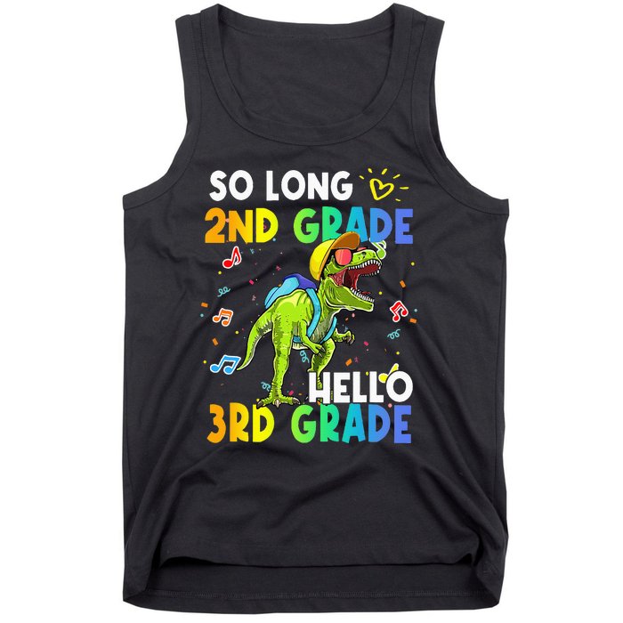 So Long 2nd Grade Hello 3rd Grade Dinosaur Back to School Tank Top