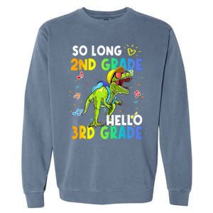 So Long 2nd Grade Hello 3rd Grade Dinosaur Back to School Garment-Dyed Sweatshirt