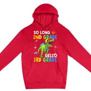 So Long 2nd Grade Hello 3rd Grade Dinosaur Back to School Premium Pullover Hoodie