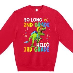 So Long 2nd Grade Hello 3rd Grade Dinosaur Back to School Premium Crewneck Sweatshirt