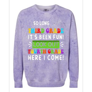 So Long 3rd Grade Look Out 4th Grade Here I Come Students Colorblast Crewneck Sweatshirt