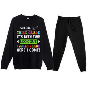 So Long 3rd Grade Look Out 4th Grade Here I Come Students Premium Crewneck Sweatsuit Set