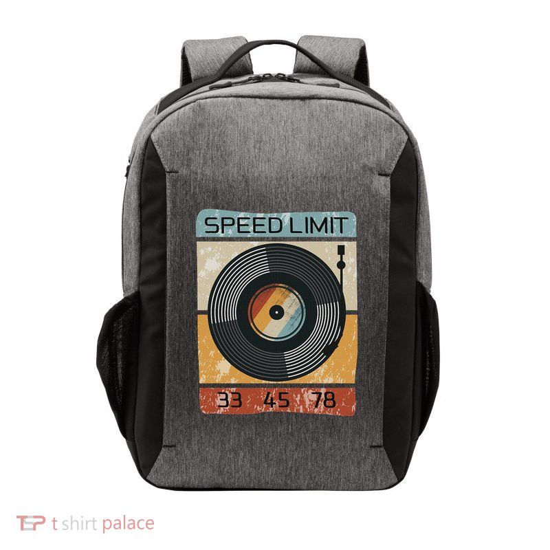 Speed Limit 33 45 78 Vinyl Record Turntable Retro Music Vector Backpack
