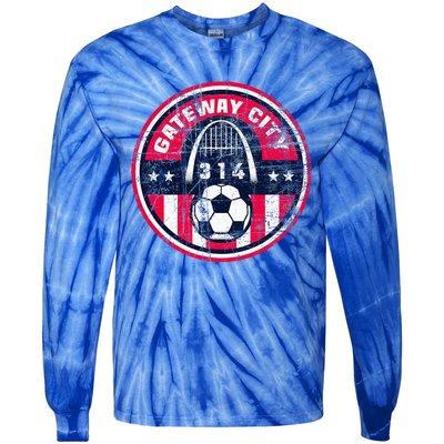 St. Louis 314 Area Code Vintage Distressed Tie-Dye Long Sleeve Shirt