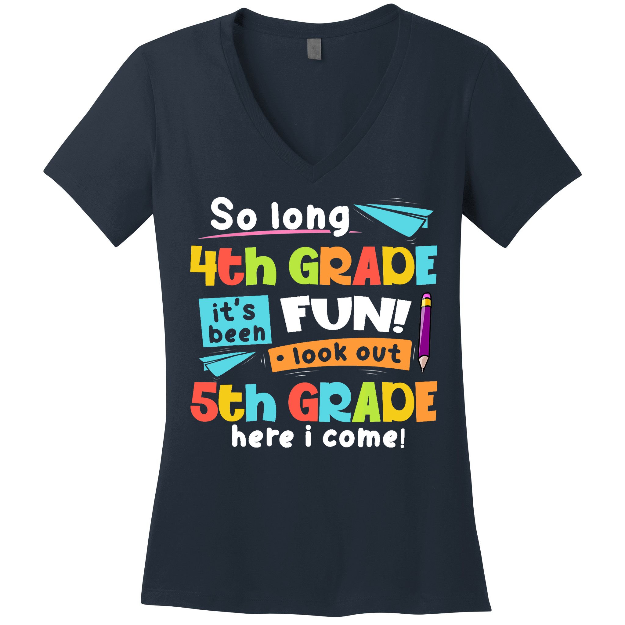 So Long 4th Grade 5th Grade Here I Come Graduation Boy Women's V-Neck T-Shirt