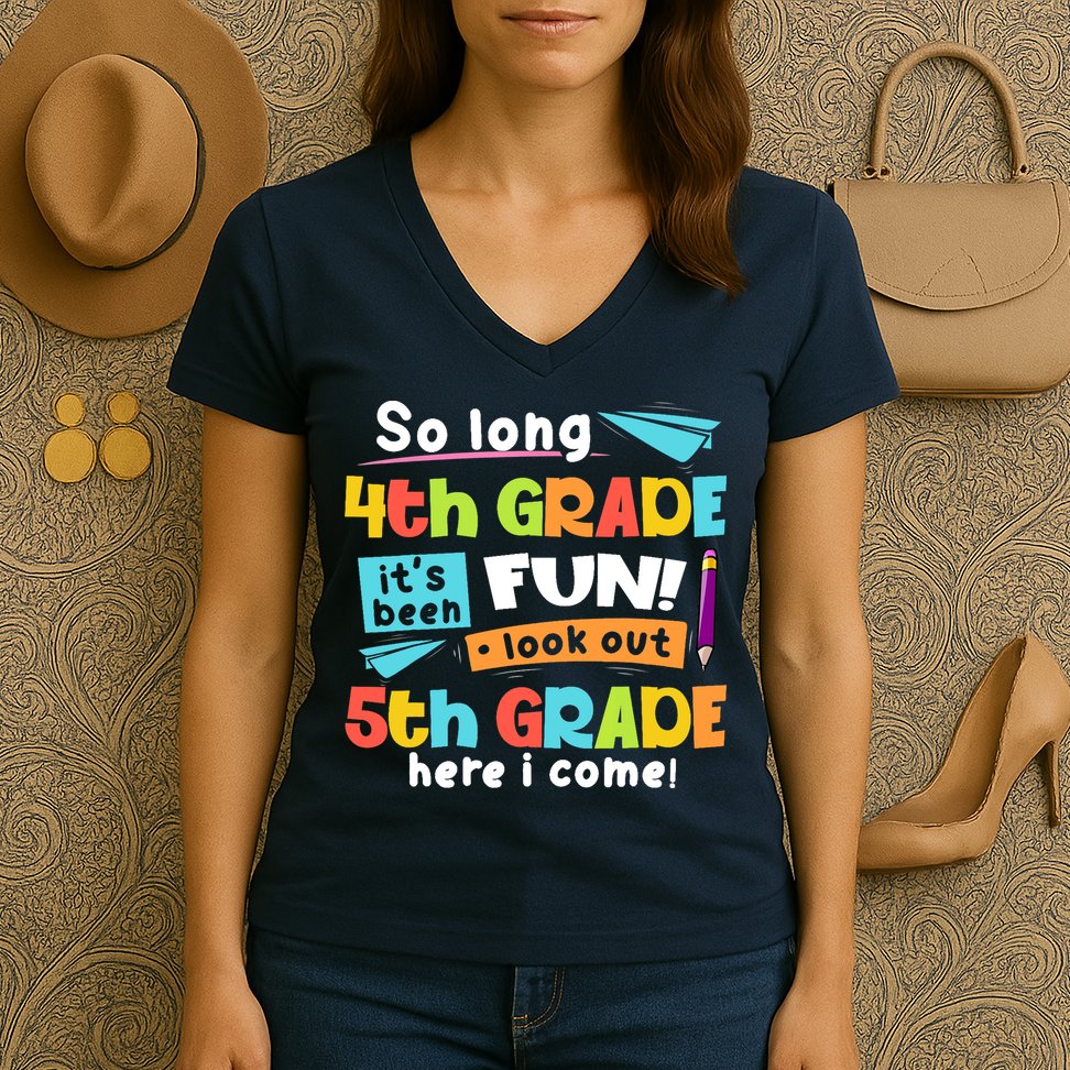 So Long 4th Grade 5th Grade Here I Come Graduation Boy Women's V-Neck T-Shirt