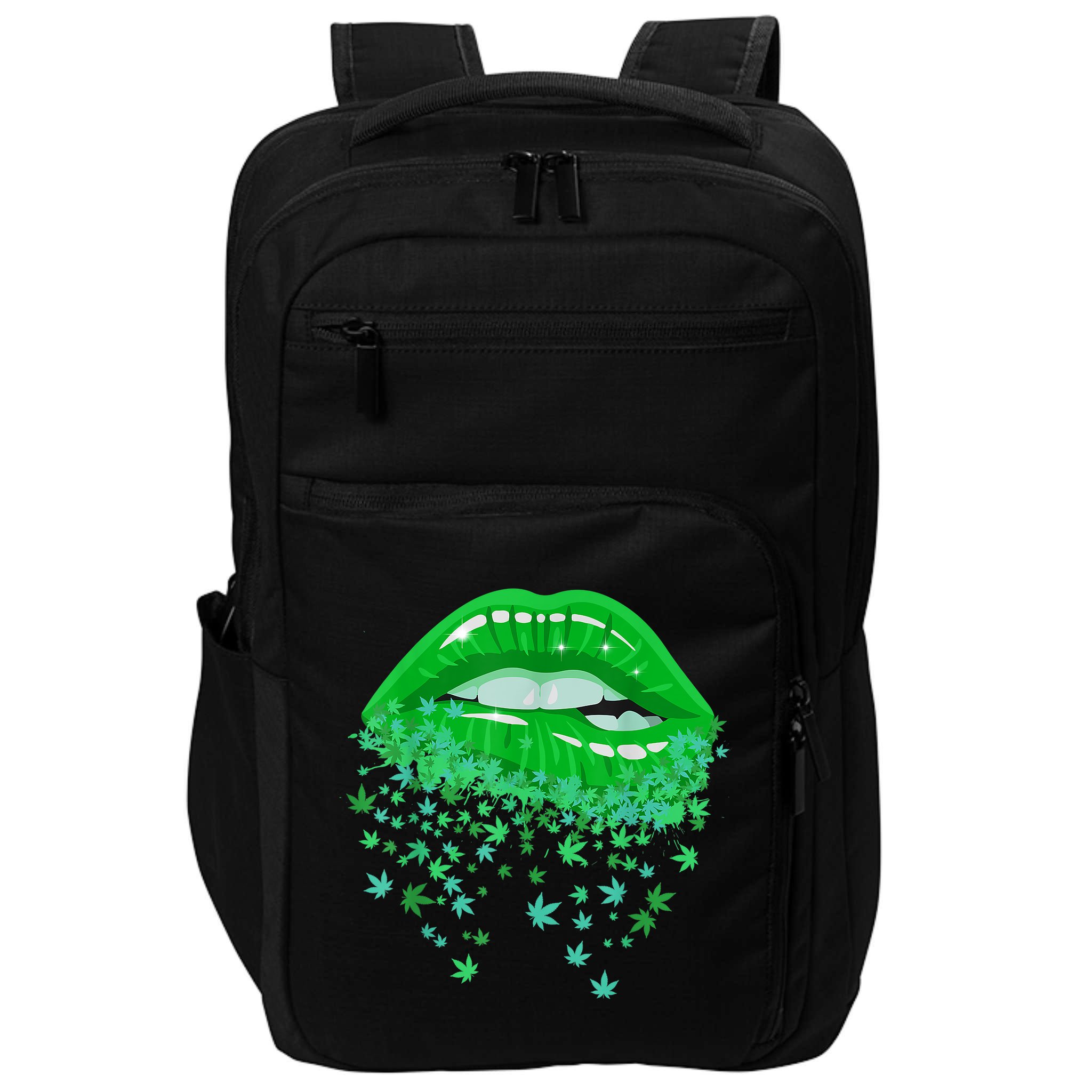 Sexy Lips 420 Cannabis Marijuana Weed Pot Leaf Lover Gift Impact Tech Backpack