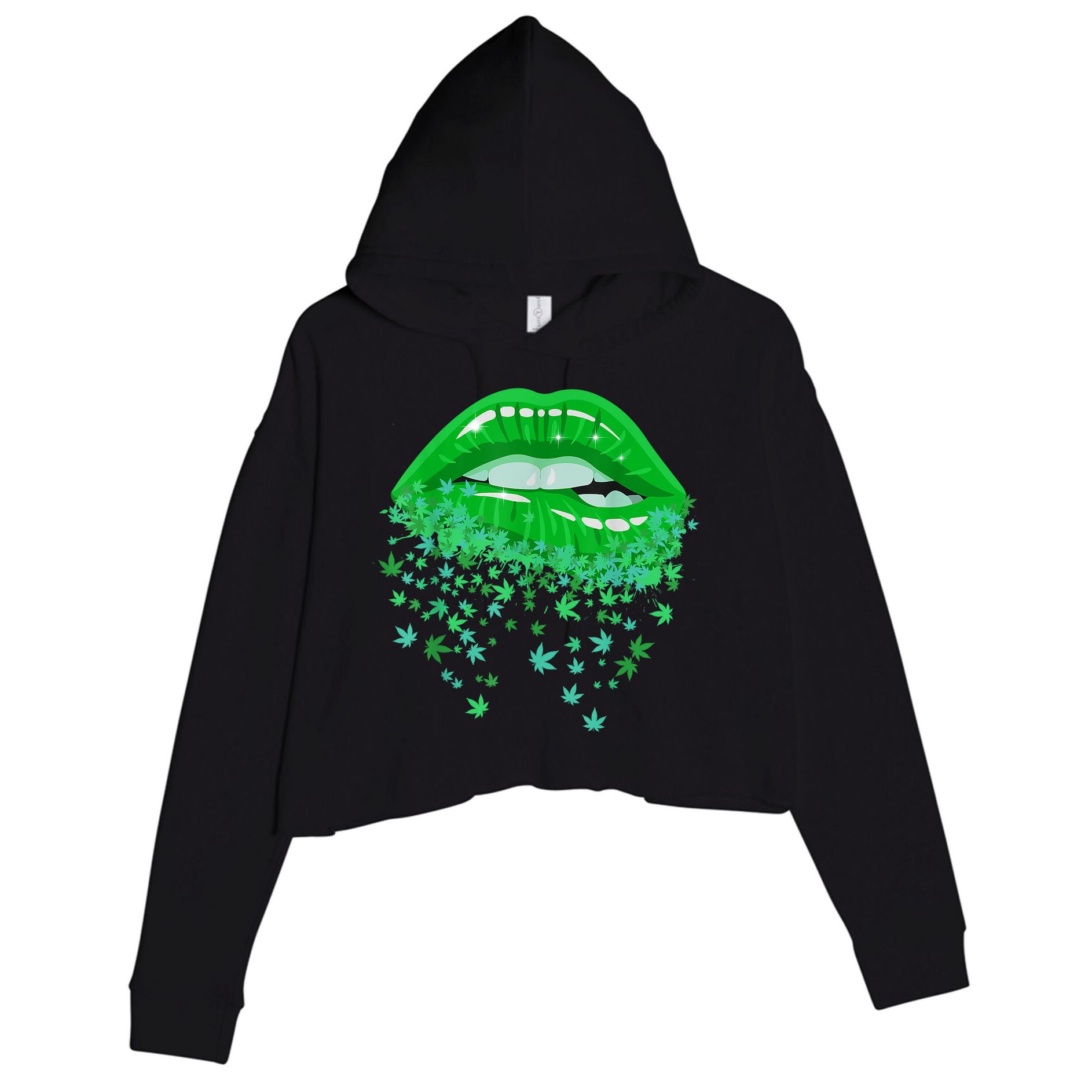 Sexy Lips 420 Cannabis Marijuana Weed Pot Leaf Lover Gift Crop Fleece Hoodie