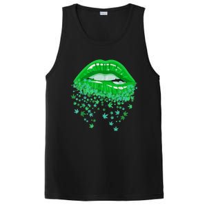 Sexy Lips 420 Cannabis Marijuana Weed Pot Leaf Lover Gift PosiCharge Competitor Tank