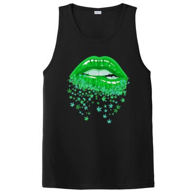 Sexy Lips 420 Cannabis Marijuana Weed Pot Leaf Lover Gift PosiCharge Competitor Tank