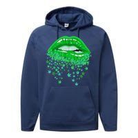 Sexy Lips 420 Cannabis Marijuana Weed Pot Leaf Lover Gift Performance Fleece Hoodie