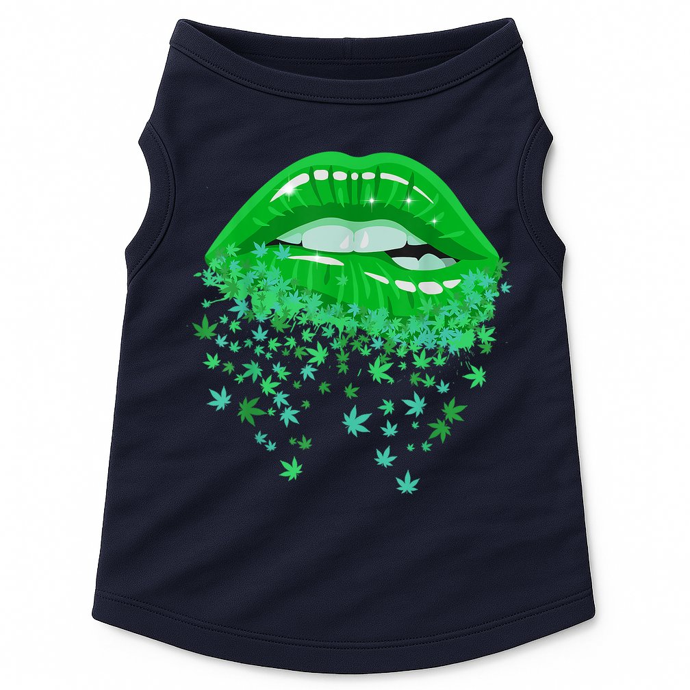 Sexy Lips 420 Cannabis Marijuana Weed Pot Leaf Lover Gift Doggie Tank