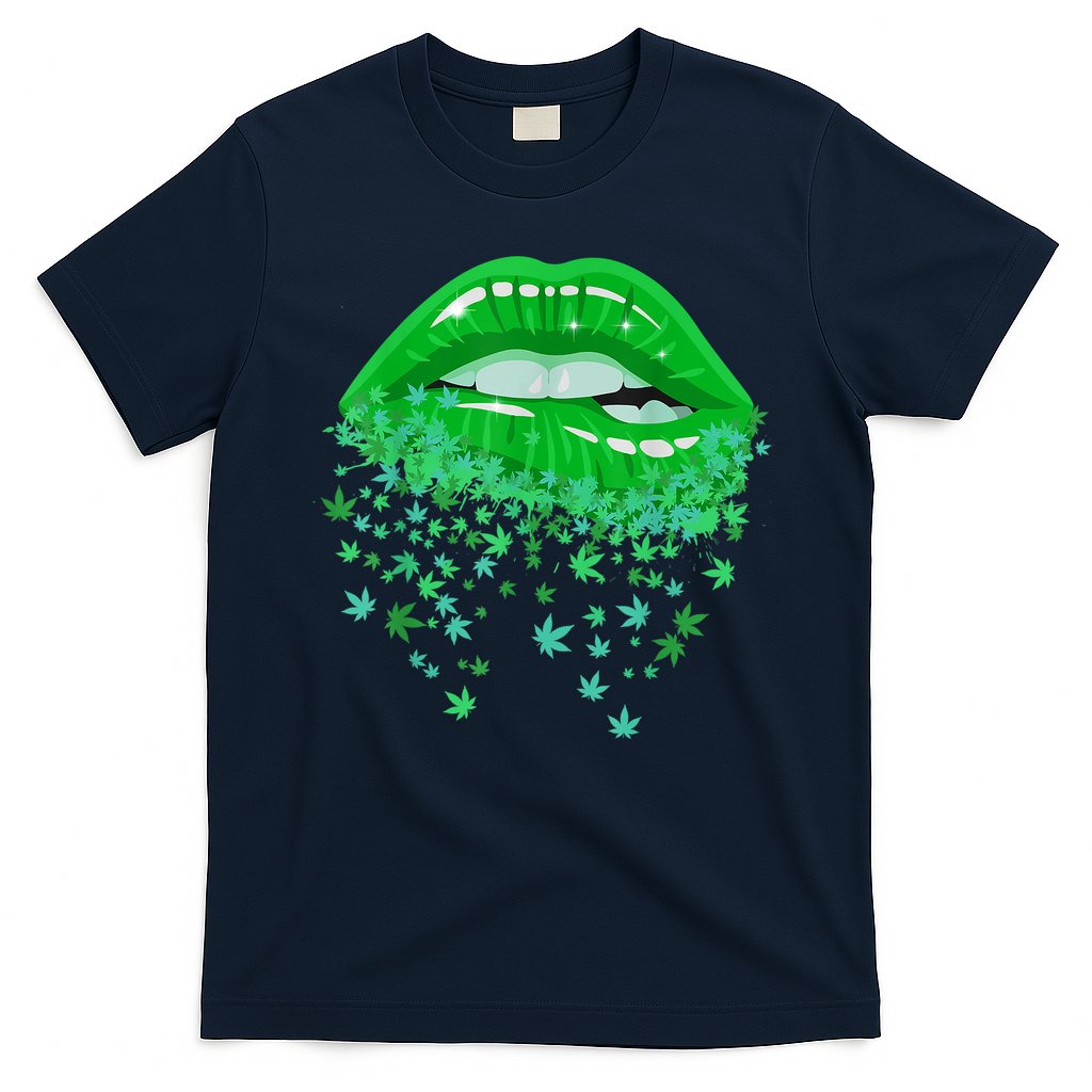 Sexy Lips 420 Cannabis Marijuana Weed Pot Leaf Lover Gift T-Shirt