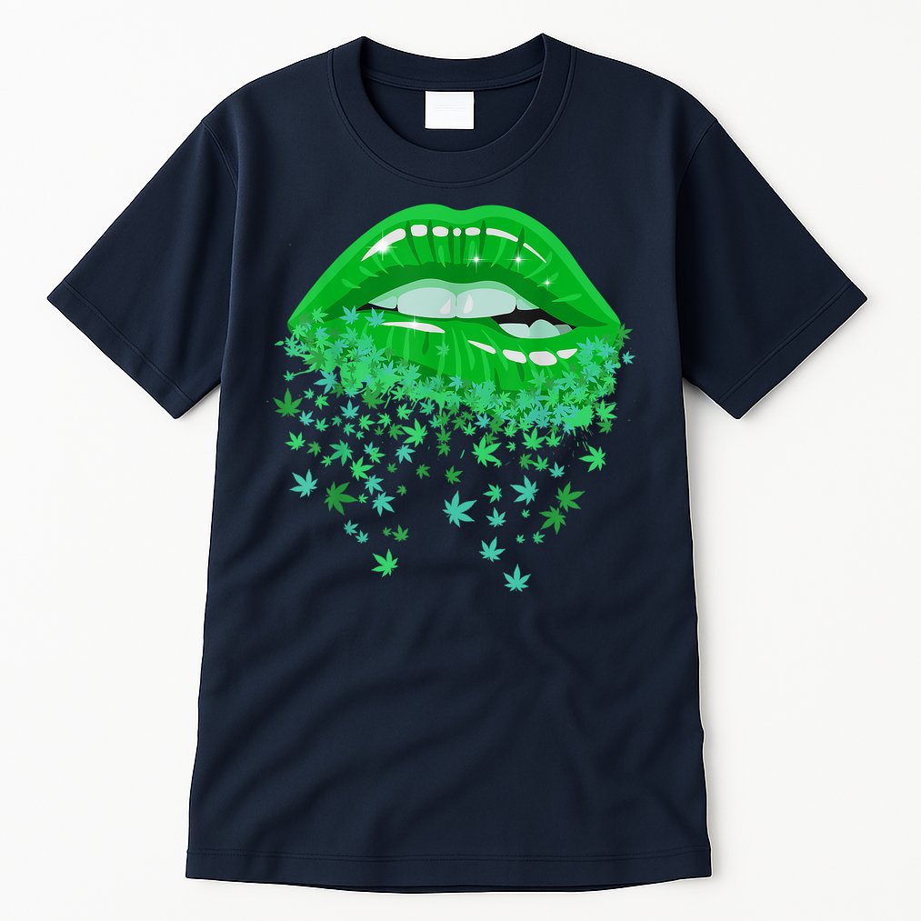 Sexy Lips 420 Cannabis Marijuana Weed Pot Leaf Lover Gift Tall T-Shirt
