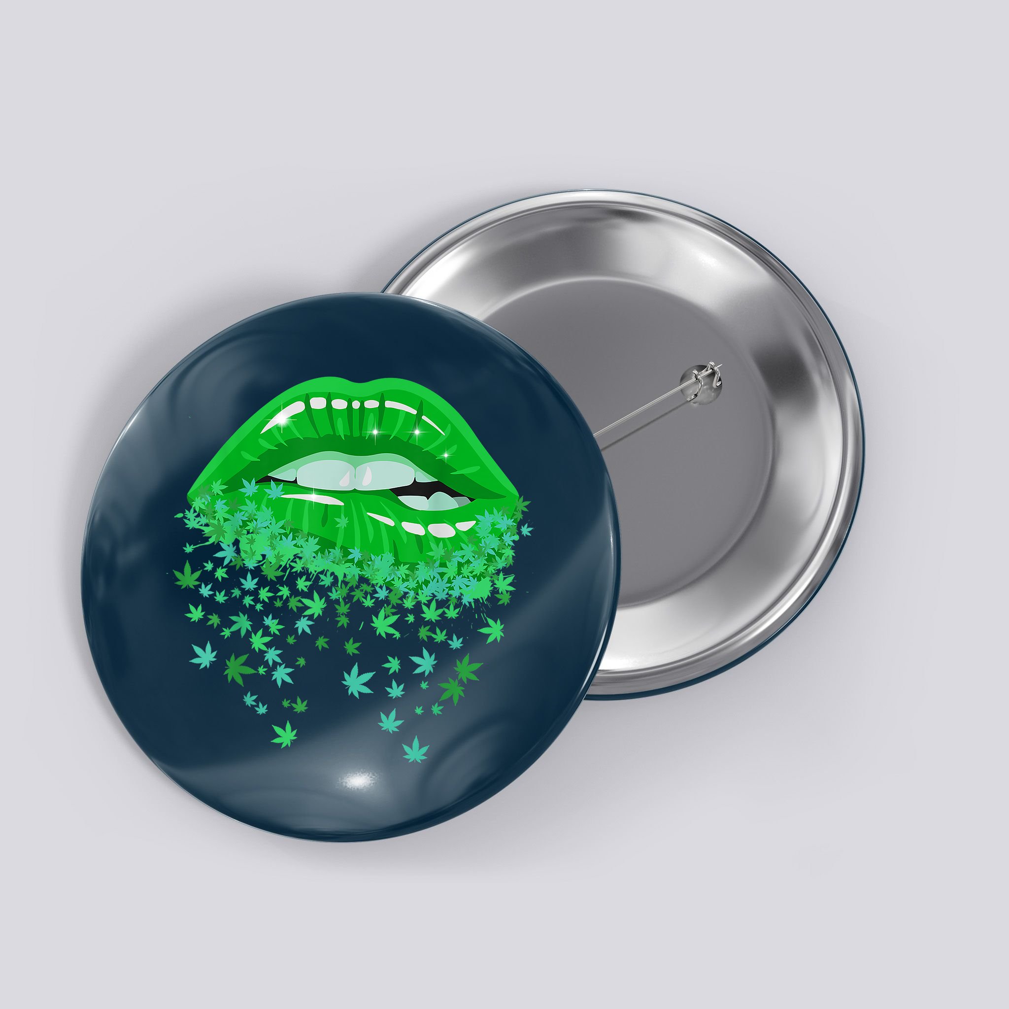 Sexy Lips 420 Cannabis Marijuana Weed Pot Leaf Lover Gift Button