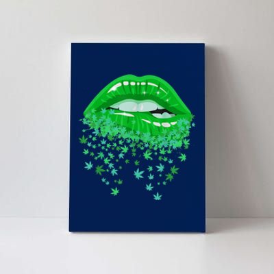 Sexy Lips 420 Cannabis Marijuana Weed Pot Leaf Lover Gift Canvas