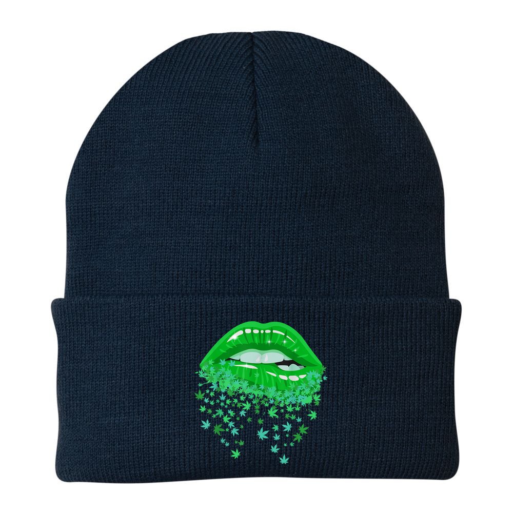 Sexy Lips 420 Cannabis Marijuana Weed Pot Leaf Lover Gift Beanie