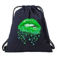 Sexy Lips 420 Cannabis Marijuana Weed Pot Leaf Lover Gift Drawstring Bag