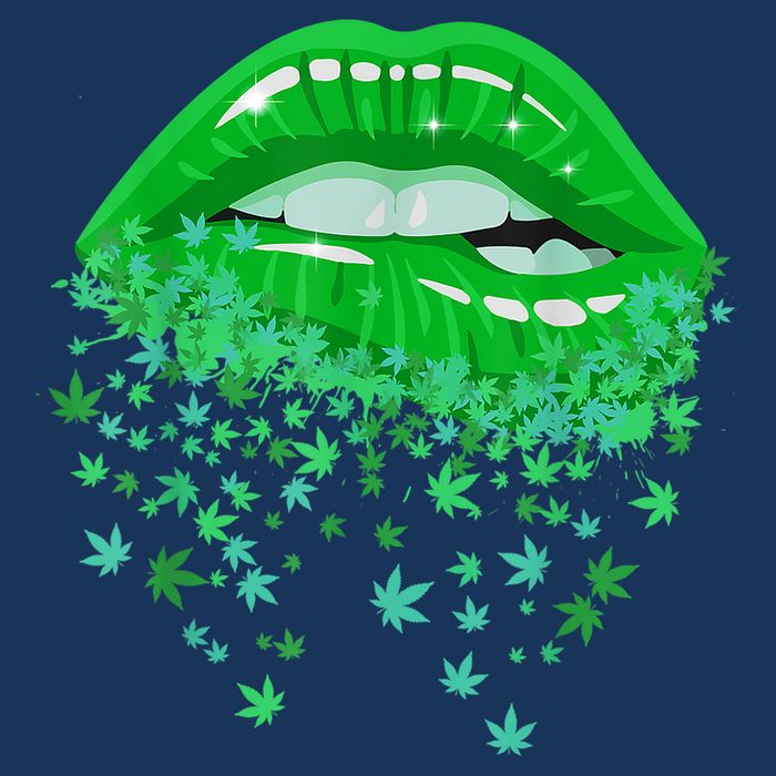Sexy Lips 420 Cannabis Marijuana Weed Pot Leaf Lover Gift Drawstring Bag