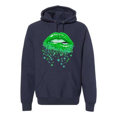 Sexy Lips 420 Cannabis Marijuana Weed Pot Leaf Lover Gift Premium Hoodie