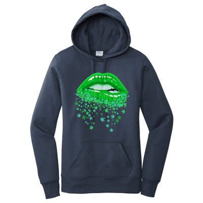 Sexy Lips 420 Cannabis Marijuana Weed Pot Leaf Lover Gift Women's Pullover Hoodie