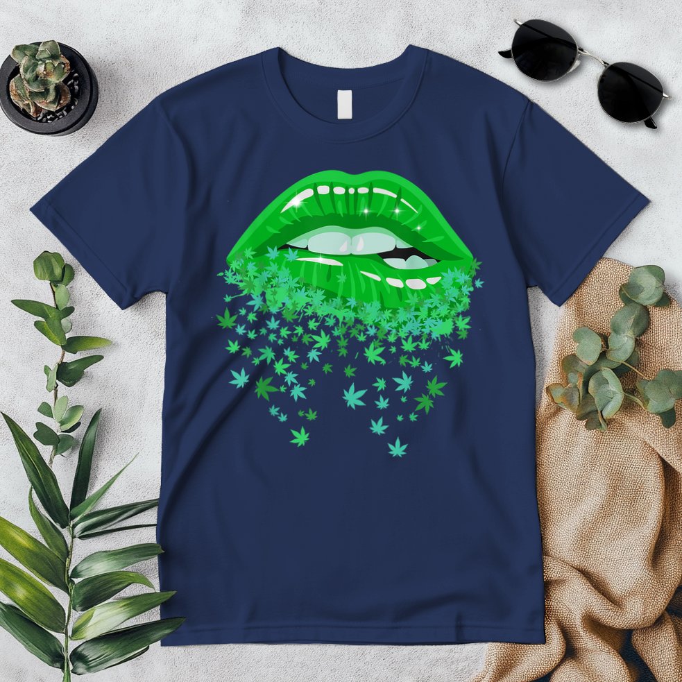 Sexy Lips 420 Cannabis Marijuana Weed Pot Leaf Lover Gift Premium T-Shirt