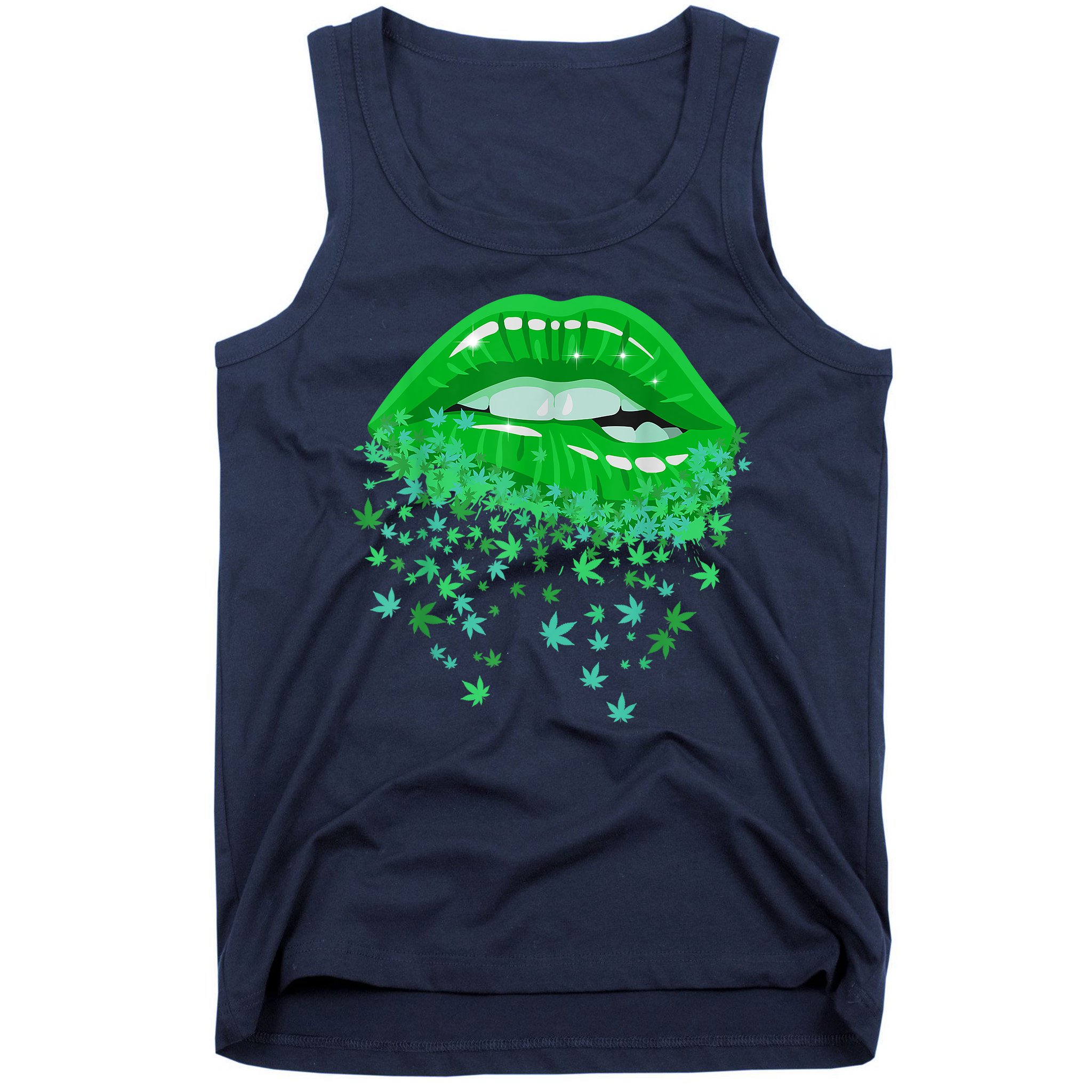 Sexy Lips 420 Cannabis Marijuana Weed Pot Leaf Lover Gift Tank Top