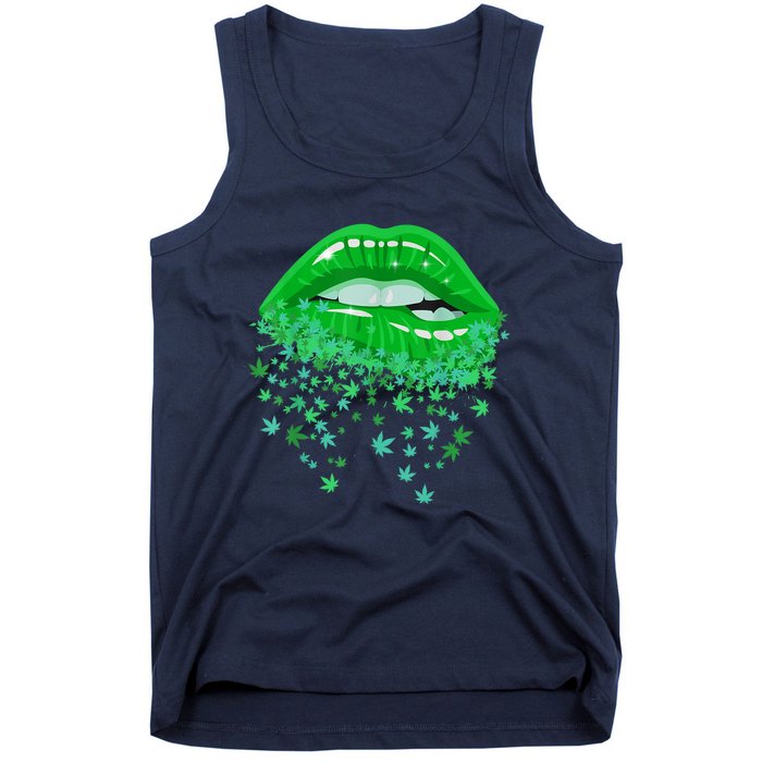 Sexy Lips 420 Cannabis Marijuana Weed Pot Leaf Lover Gift Tank Top