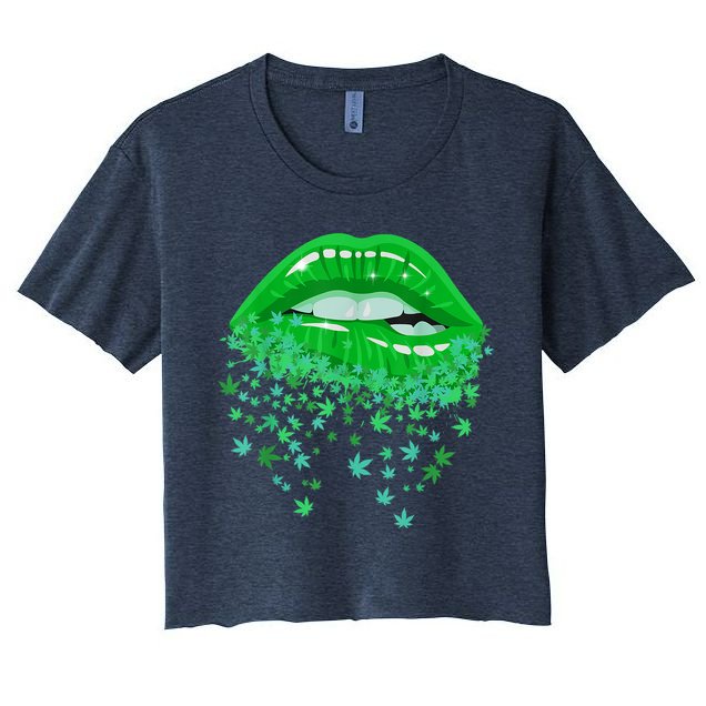 Sexy Lips 420 Cannabis Marijuana Weed Pot Leaf Lover Gift Crop Top