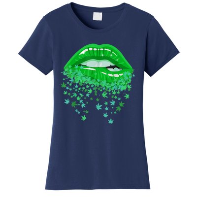 Sexy Lips 420 Cannabis Marijuana Weed Pot Leaf Lover Gift Women's T-Shirt