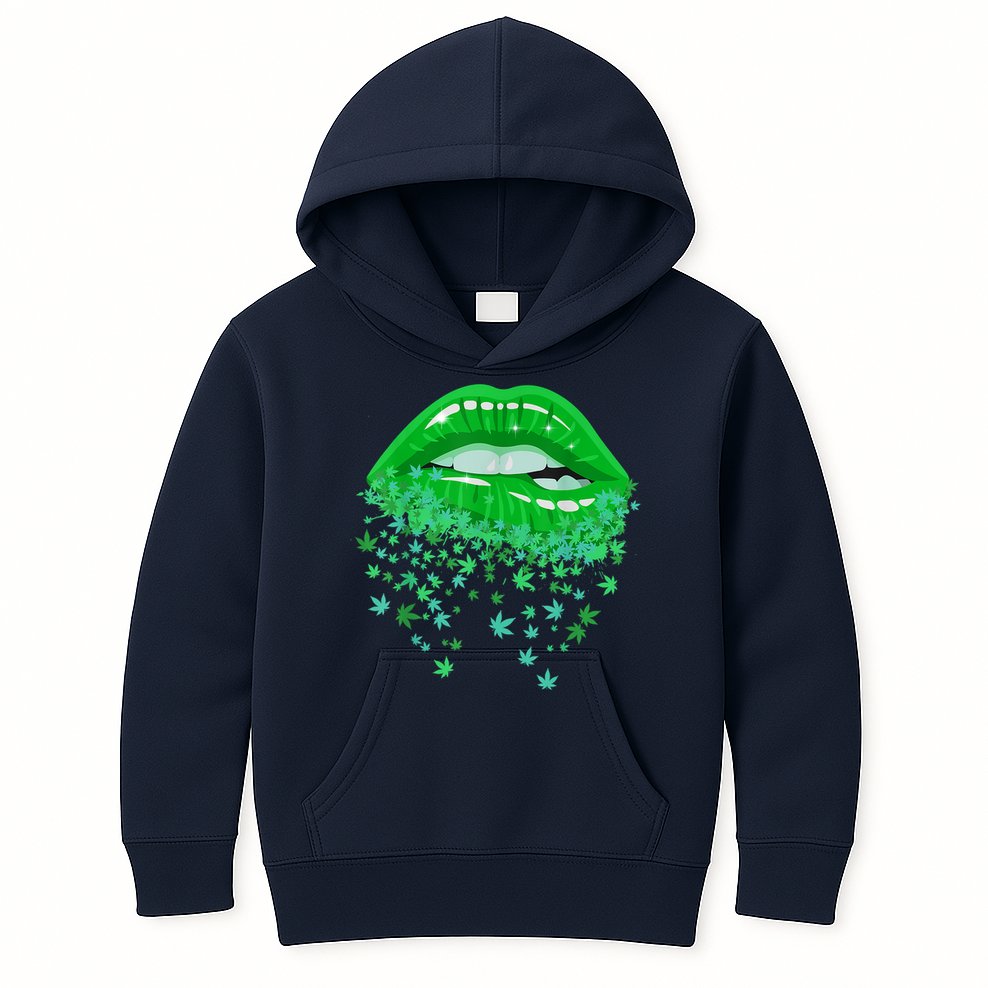 Sexy Lips 420 Cannabis Marijuana Weed Pot Leaf Lover Gift Kids Hoodie