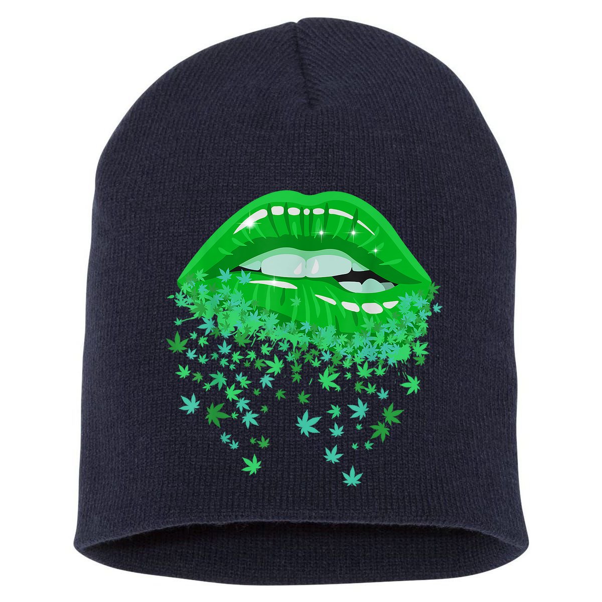 Sexy Lips 420 Cannabis Marijuana Weed Pot Leaf Lover Gift Short Acrylic Beanie