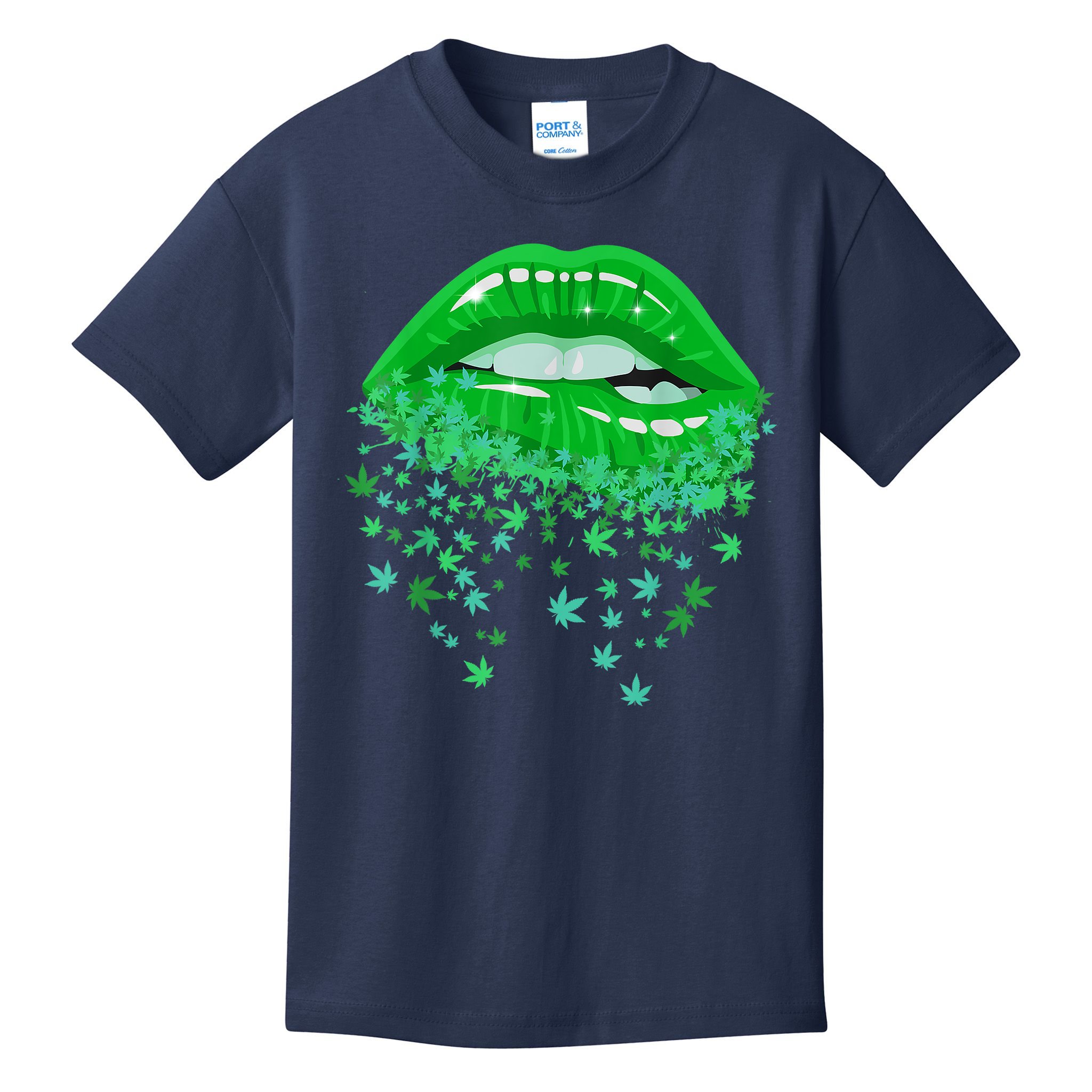 Sexy Lips 420 Cannabis Marijuana Weed Pot Leaf Lover Gift Kids T-Shirt