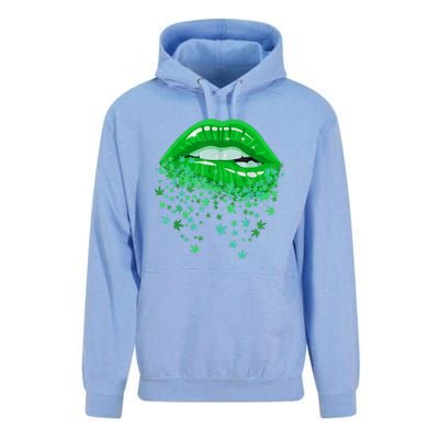 Sexy Lips 420 Cannabis Marijuana Weed Pot Leaf Lover Gift Unisex Surf Hoodie