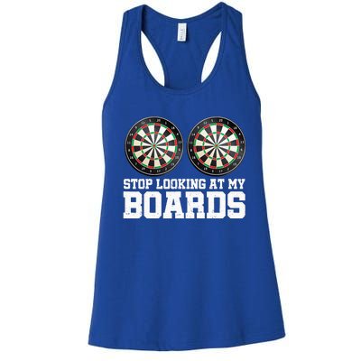 Stop Looking At My Board Dart Player Darting Dartboard 180 Women's Racerback Tank