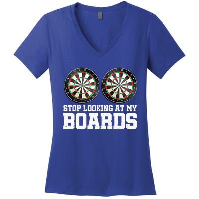 Stop Looking At My Board Dart Player Darting Dartboard 180 Women's V-Neck T-Shirt