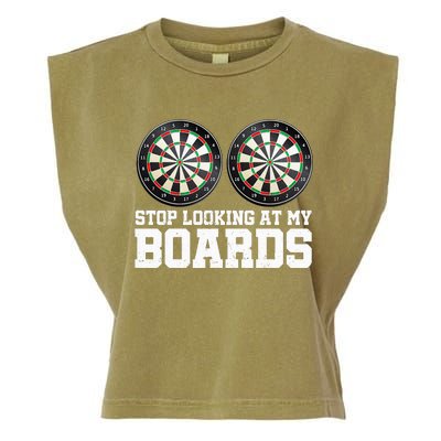 Stop Looking At My Board Dart Player Darting Dartboard 180 Garment-Dyed Women's Muscle Tee