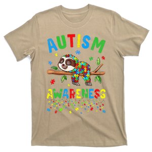 Sloth Lover Autism Awareness Puzzle Piece Autistic Mom T-Shirt