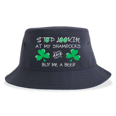 stop looking at my shamrocks and buy me a beer Sustainable Bucket Hat