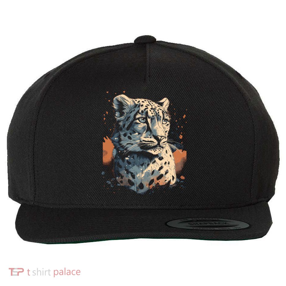 Snow Leopard Animal Retro Style Graphic Tees for Wool Snapback Cap