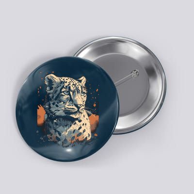 Snow Leopard Animal Retro Style Graphic Tees for Button