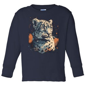 Snow Leopard Animal Retro Style Graphic Tees for Toddler Long Sleeve Shirt