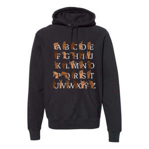 Sign Language Alphabet Retro Boho Hand Alphabet ASL Teacher Premium Hoodie