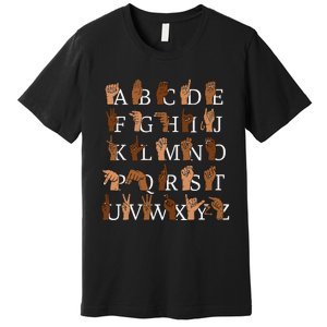 Sign Language Alphabet Retro Boho Hand Alphabet ASL Teacher Premium T-Shirt