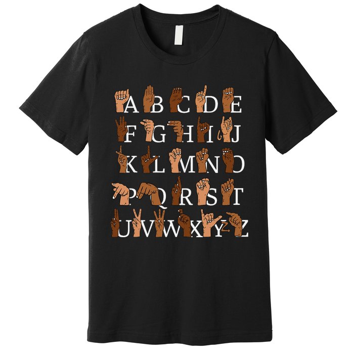 Sign Language Alphabet Retro Boho Hand Alphabet ASL Teacher Premium T-Shirt