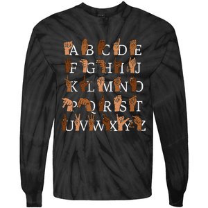 Sign Language Alphabet Retro Boho Hand Alphabet ASL Teacher Tie-Dye Long Sleeve Shirt