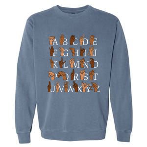 Sign Language Alphabet Retro Boho Hand Alphabet ASL Teacher Garment-Dyed Sweatshirt